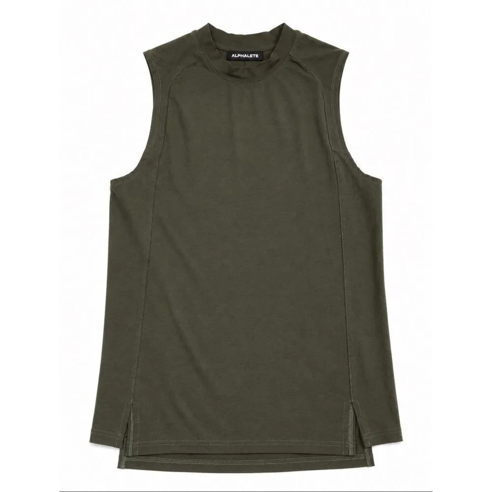 Alphalete Olive Green Sleeveless High Neck Athletic Tank Top Women’s S/M